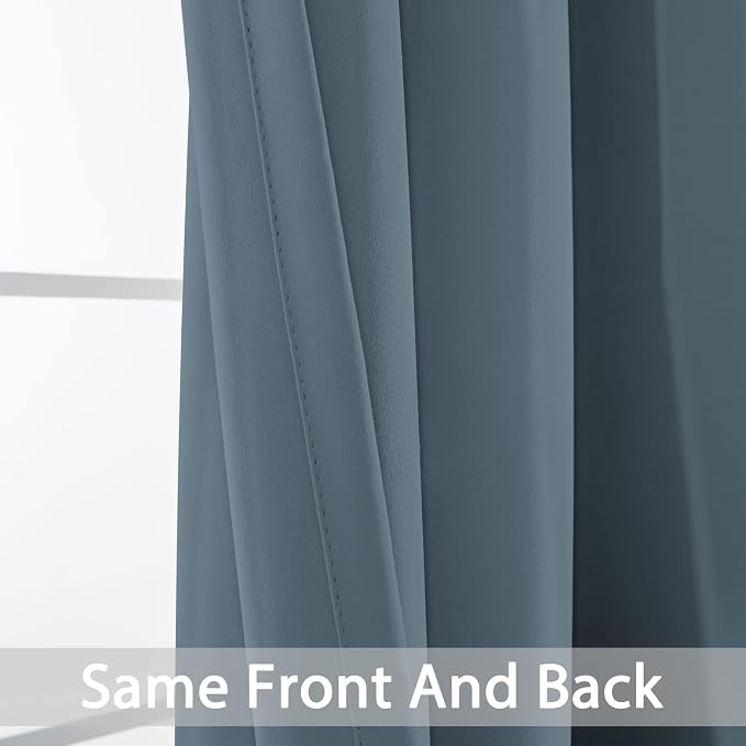 Yakamok Room Darkening Curtains 42x72 inch Length Stone Blue-Living Room | 2 - Image 5