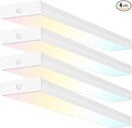 4 Pack 4FT LED Wraparound Light with 3 Wattages/3 Lumens/3 CCT Selectable, 55W/65W/75W, 5500lm/6500lm/7500lm, 3000K/4000K/5000K 4 Foot LED Wrap Light Fixture, Flush Mount Office Ceiling Light, ETL