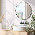 ANDY STAR Round Wall Mirror, 26" Black Round Mirror Metal Framed, Modern Metal Frame Bathroom Vanity Mirror (Matte Black Finish)