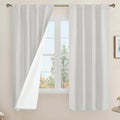 Light Grey 100% Blackout Linen Curtains 63 Inches by LAMIT