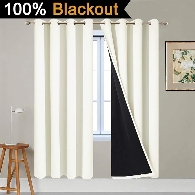 Yakamok Cream 100% Blackout Curtains 72 Inches Long - Image 2