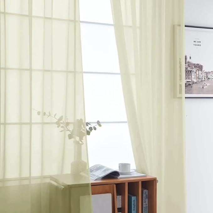 SpaceDresser Basic Rod Pocket Sheer Voile Window Curtain Panels Sage Green 1 - Image 4