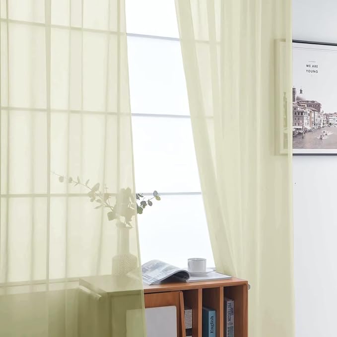 SpaceDresser Basic Rod Pocket Sheer Voile Window Curtain Panels Sage Green 1 - Image 4