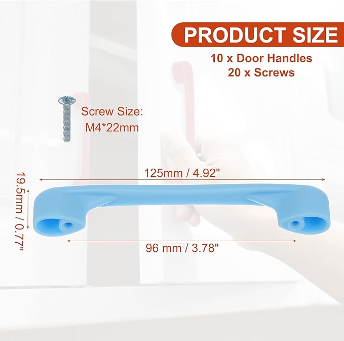 uxcell 10 Pack Plastic Cartoon Drawer Pulls, 5" ABS Closet Wardrobe Door Handle Furniture Accessory for Home Kitchen Cupboard, Blue