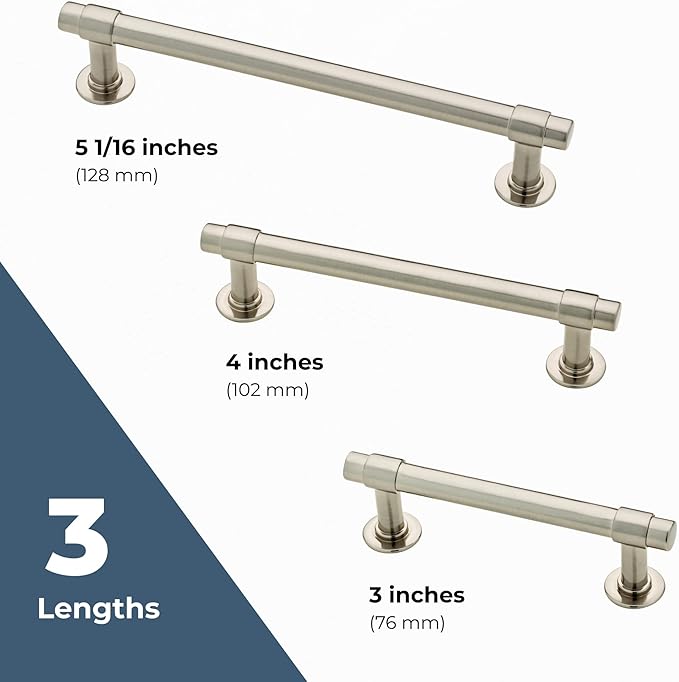 Franklin Brass - Francisco Satin Nickel Cabinet Handles 4 Inch (4") Hole Center Pulls | Easy Install, Durable Hardware for Kitchen Cabinet Door, Drawers, Dresser Pull, Furniture (5 Pack)