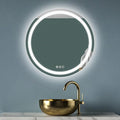 Wall-Mounted LED Round Bathroom Mirror, Makeup Mirror (24 inches x 24 inches,) 3 Color Stepless Dimmable Memory Bathroom Vanity Mirror with Lights CRI90+ 3000-6400K Smart Mirror with Touch
