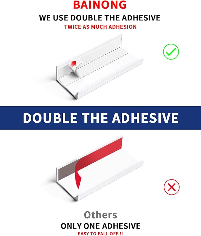 5 Pack 3 inch self Adhesive Cabinet pulls Cabinet Finger pulls Bright White Adhesive Cabinet Handles Concealed Finger pulls for cabinets Drawer pulls Stick on Handles Edge Seam Flat Handles
