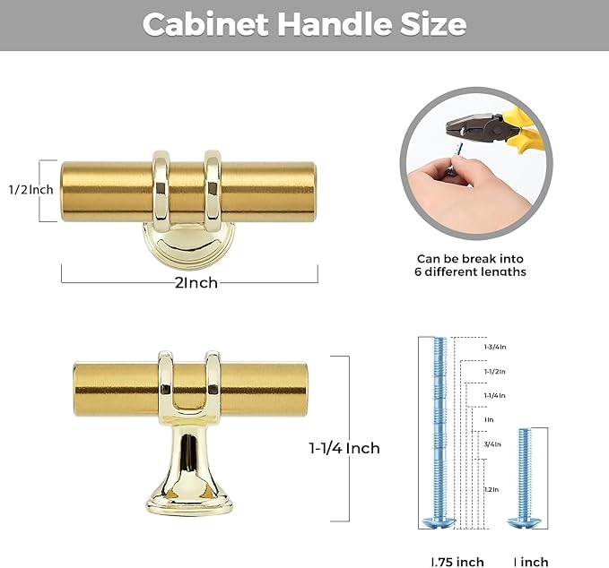20 Pack Brushed Brass Cabinet Knobs - Gold Kitchen Cabinet Knobs Cabinet Pulls for Kitchen Cabinet Drawer Stainless Steel Dresser Knobs for Cabinet Hardware 2in Length Single Hole