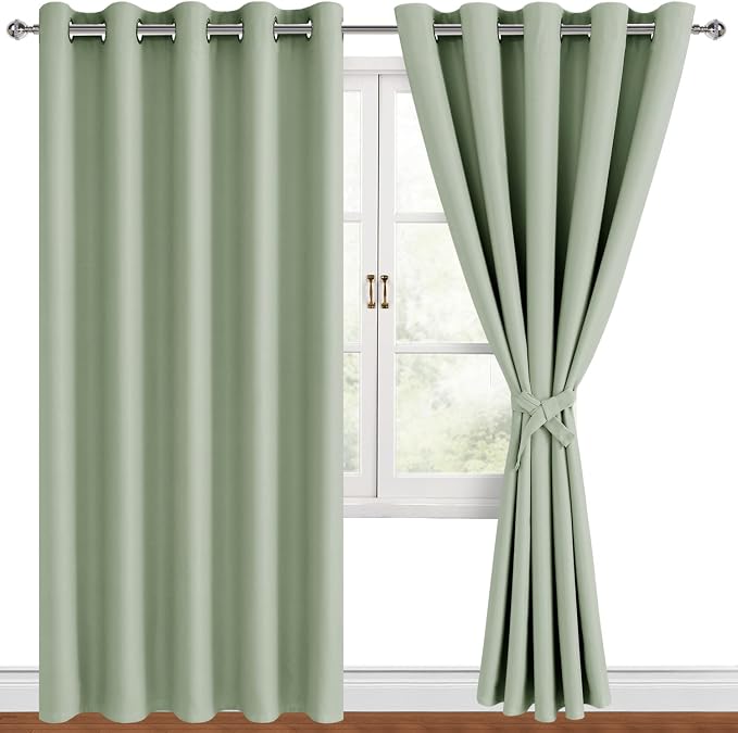 Blackout Curtains for Bedroom, 60 x 84 Inches Long, Seafoam Green | Thermal by Hiasan