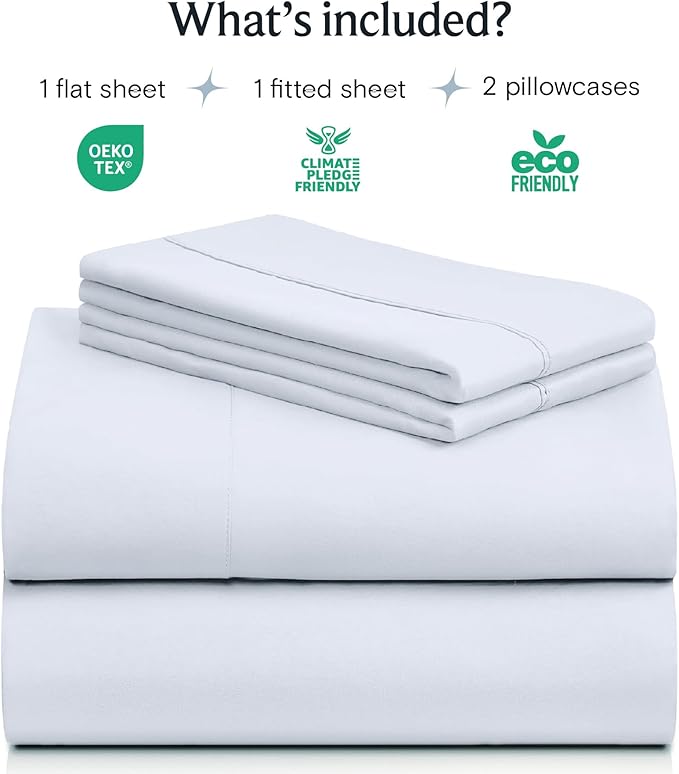 LuxClub 4 PC Sheet Set Bed Sheets Deep Pockets 16" Eco Friendly Wrinkle Free Cooling Machine Washable Hotel Bedding Silky Soft - Baby Blue California King