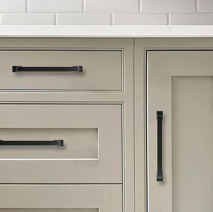 Khtumeware 6 Pack Matte Black Cabinet Handles: 10 Inch Pulls for Cabinets and Drawers