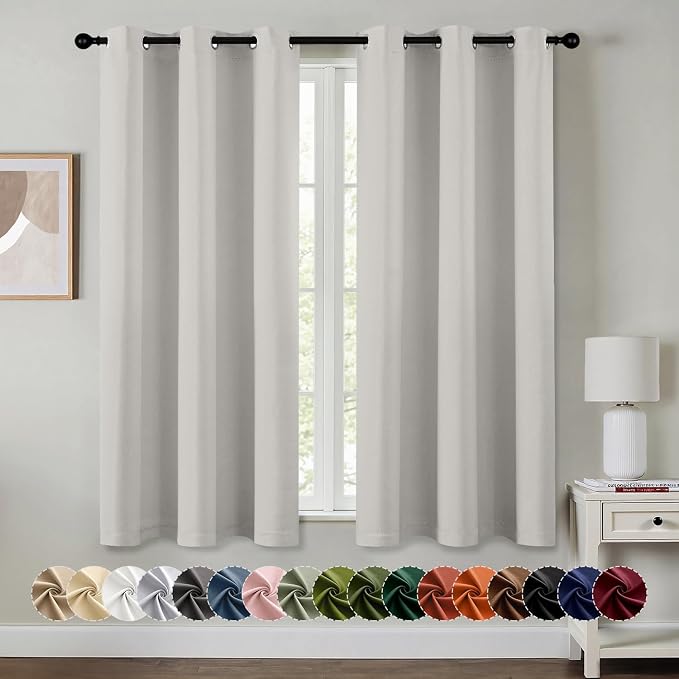 MIULEE Blackout Curtains for Bedroom 2 Panels 40x54 Inch Long Natural White | by MIULEE