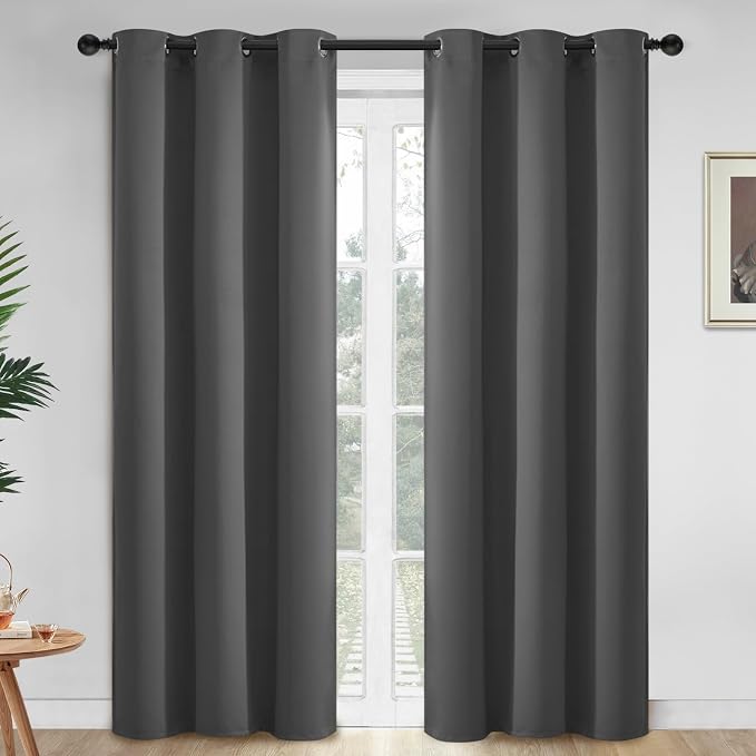 Yakamok Room Darkening Curtains 42x84 inch Length Charcoal Grey-Living Room | 2 by Yakamok