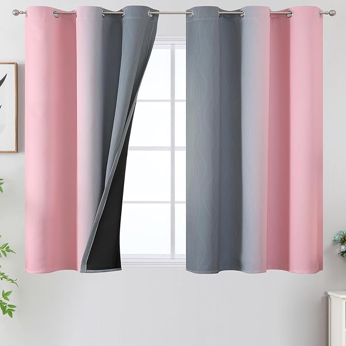 Ombre Grey and Pink Blackout Curtains by ESTELARTEXTILER