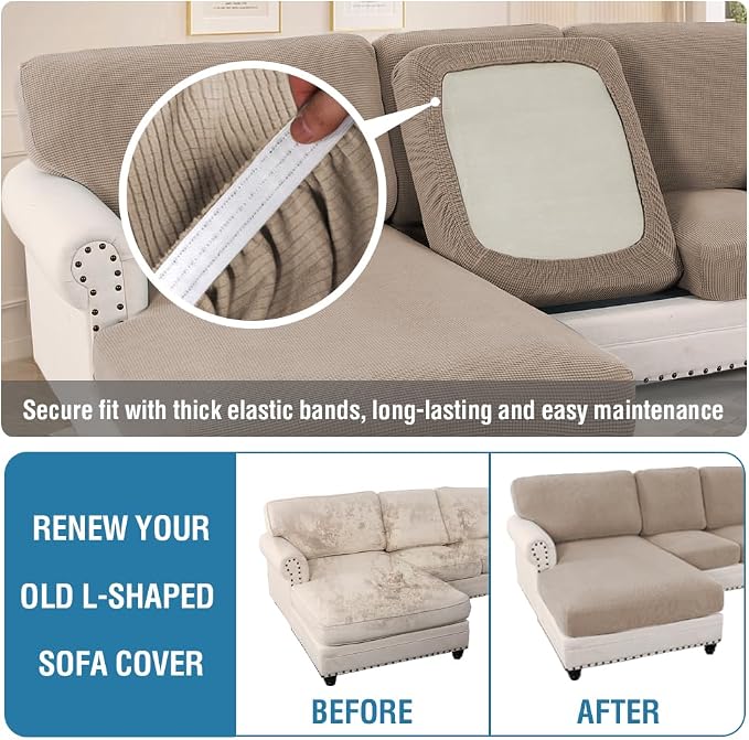 H.VERSAILTEX Sectional Couch Covers 6 Pieces Stretch Sofa Covers - Image 6