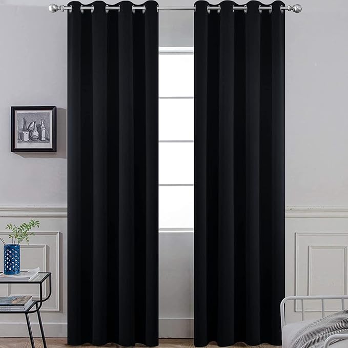 Yakamok Room Darkening Curtains 52x90 inch Length Black-Living Room | 2 panels by Yakamok