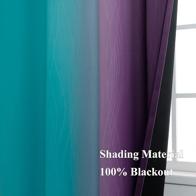 Ombre Teal and Purple Blackout Curtains - Image 5