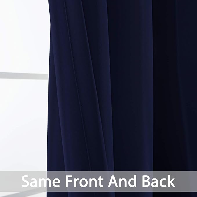 Yakamok Room Darkening Curtains 52x108 inch Length Navy Blue-Living Room | 2 - Image 5