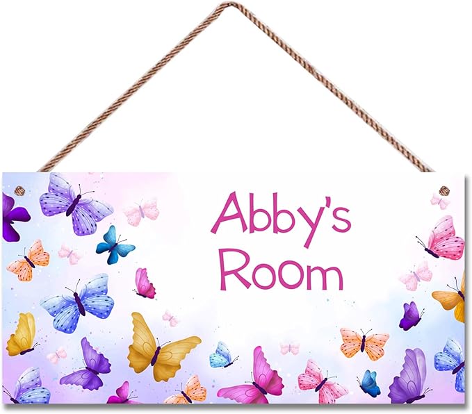 Personalized Name Butterfly For Girls Room Baby Nursery Door Wood Plaque Hanging Wall Art Decor For Kids Bedroom Nursery