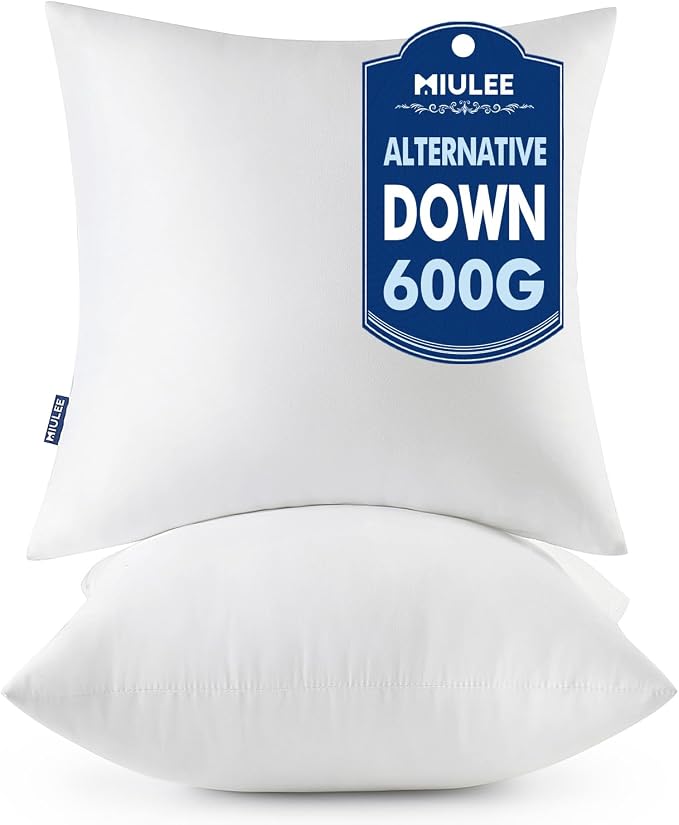 MIULEE 20x20 Throw Pillows Inserts 2 Pack, Decorative Pillows by MIULEE
