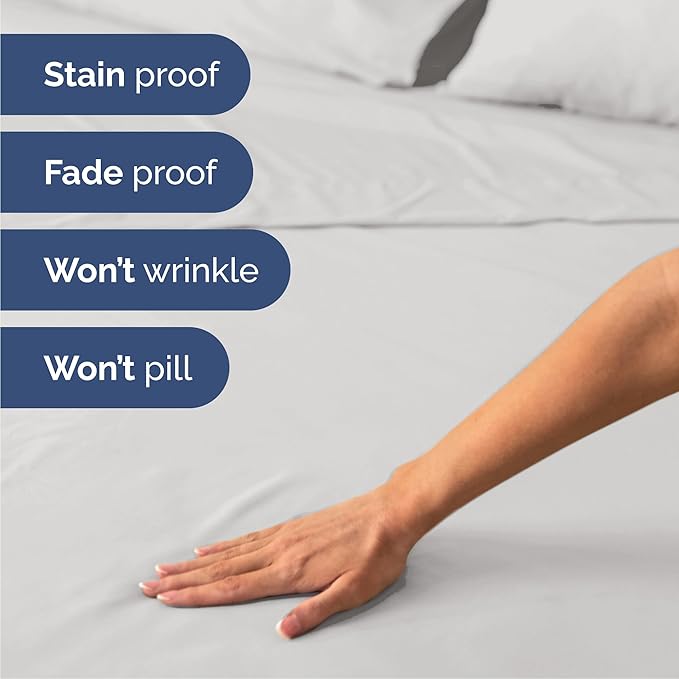 Queen Sheets Set 6 Piece - Includes 4 Pillowcases - Bed Sheets Queen Size - Soft Hotel Luxury Bedding - Cooling, Comfy & Breathable - 1 Flat & 1 Fitted & 4 Pillowcases w/ Deep Pockets - French Grey