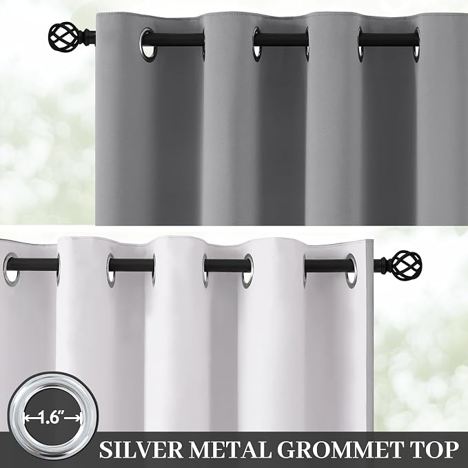Yakamok Dove Grey 100% Blackout Curtains 63 Inches Long 50" Wide 2 Panel | - Image 2