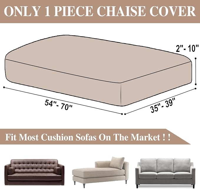 LA MEACK Couch Cushion Cover Chaise Lounge Cover Washable Separate Seat Chaise - Image 6