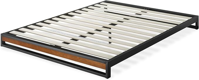 ZINUS GOOD DESIGN Award Winner Suzanne 6 Inch Bamboo and Metal Platforma Bed Frame, No Box Spring Needed, Wood Slat Support, Chestnut Brown, King