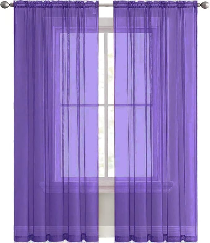 SpaceDresser Sheer Voile Window Treatment Rod Pocket Curtain Panels - Image 4