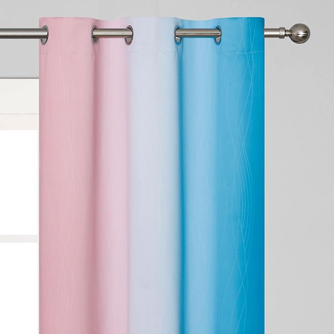 Pink and Blue Ombre Curtains for Bedroom 63 Inch Long | Room Darkening Curtains - Image 4