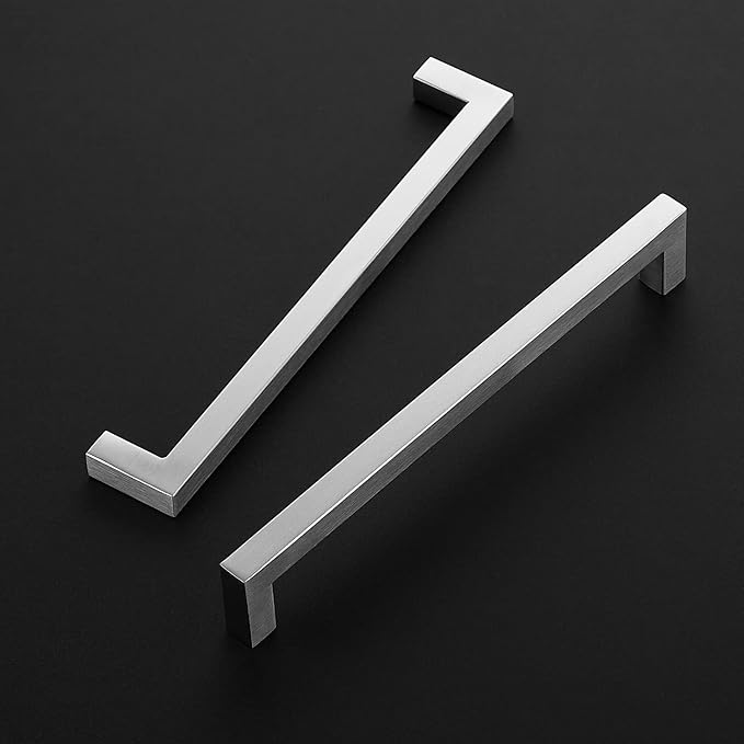Ravinte 3 Pack 8 Inch Square Cabinet Handles - Satin Nickel & Brushed Nickel Drawer Pulls - Kitchen Cabinet Hardware