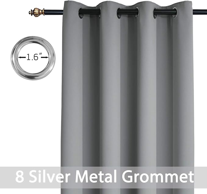 Yakamok Grey Room Darkening Window Curtains 52x36 Inch - Image 2