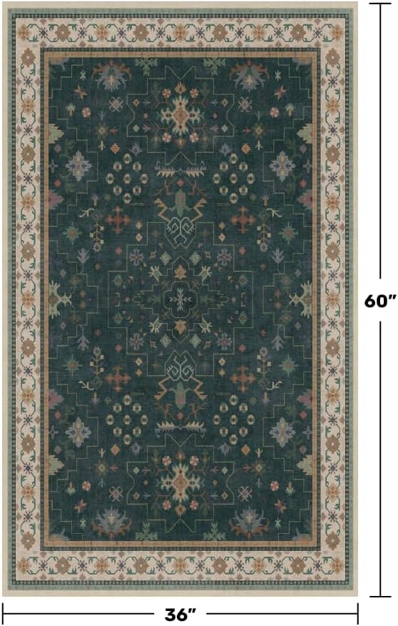 Dark Green Oushak 3x5 Large Entryway Rug - Image 2