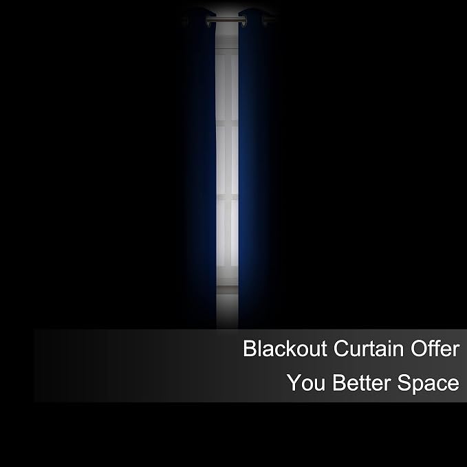 Blackout Curtains 52 x 63 inch/Royal Blue Curtains Set of 2 Panels/Thermal - Image 3