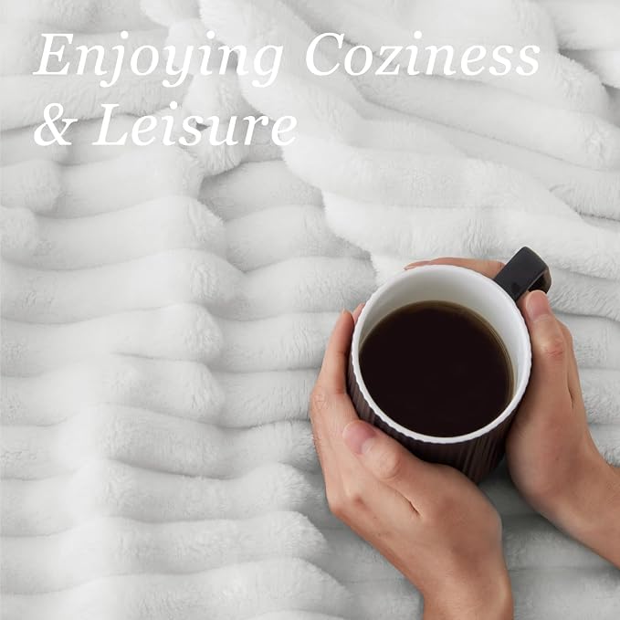 BEDELITE Ribbed Twin Blanket for Couch & Bed, Bright White, Warm Yet Lightweight - Image 4