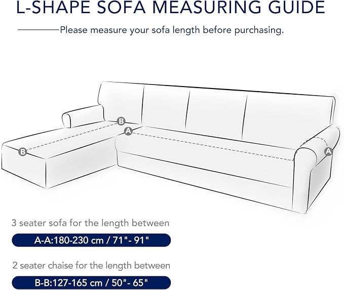 PureFit Stretch Sectional Couch Covers 2 pcs Non Slip L Shape Sofa Cover - Image 6