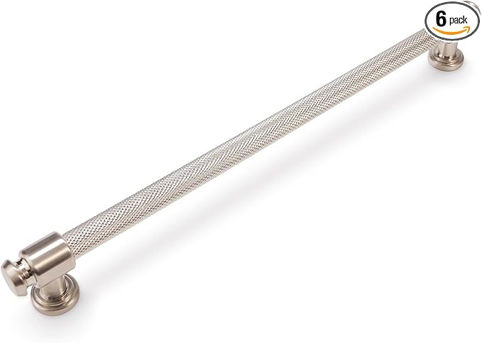 6 Pack 12-3/5 inch(320mm) Brushed Satin Nickel Kitchen Cabinet Handles Knurled Cabinet Pulls Silver Drawer Pulls Kitchen Cabinet Hardware Dresser Handles