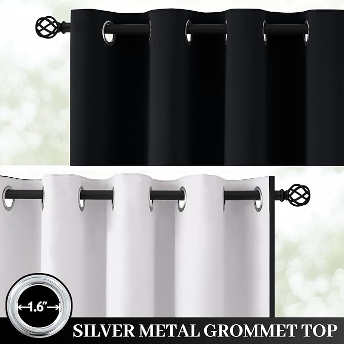 Yakamok Black 100% Blackout Curtains 63 Inches Long - Image 2