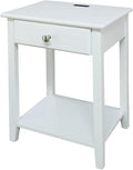 Casual Home Owl White Night Stand with USB Port , 17.5 in x 14.25 in x 24.5 in (W x L x H)