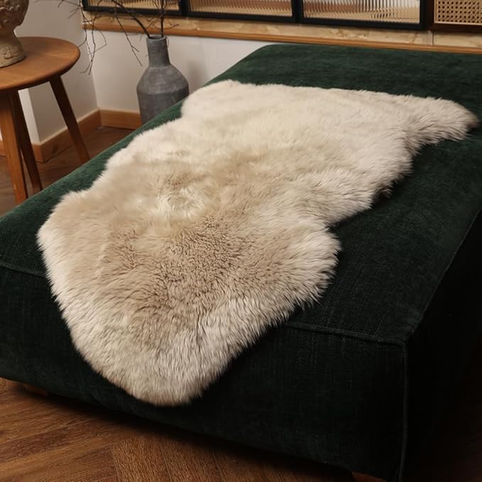IRIWOOL Premium Genuine Fur Sheepskin Rug Real Australia Sheepskin Natural - Image 3