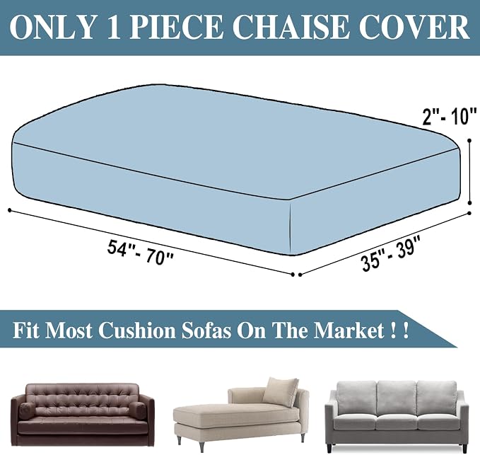 LA MEACK Couch Cushion Cover Chaise Lounge Cover Washable Separate Seat Chaise - Image 6