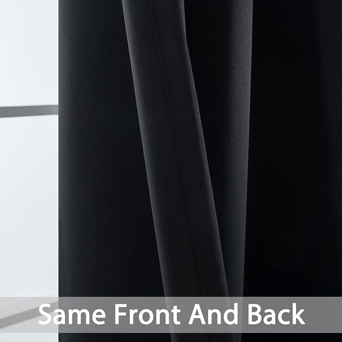 Yakamok Black Room Darkening Curtains 84 inch Sliding Door Drapes | 1 - Image 6