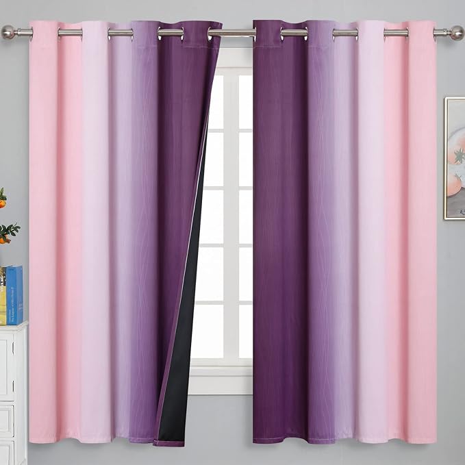 Pink and Purple Ombre Blackout Curtains - Image 2