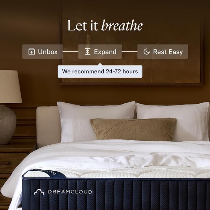 DreamCloud Premier 13" California King Mattress - Luxury Hybrid Gel Memory Foam - 365 Night Trial - Fiberglass Free - Forever Warranty - Mattress in a Box - CertiPUR-US Certified