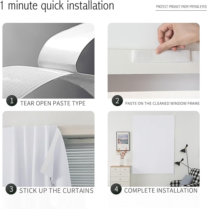 self Adhesive Curtains Portable Blackout Curtain Simple and Easy to Install - Image 3