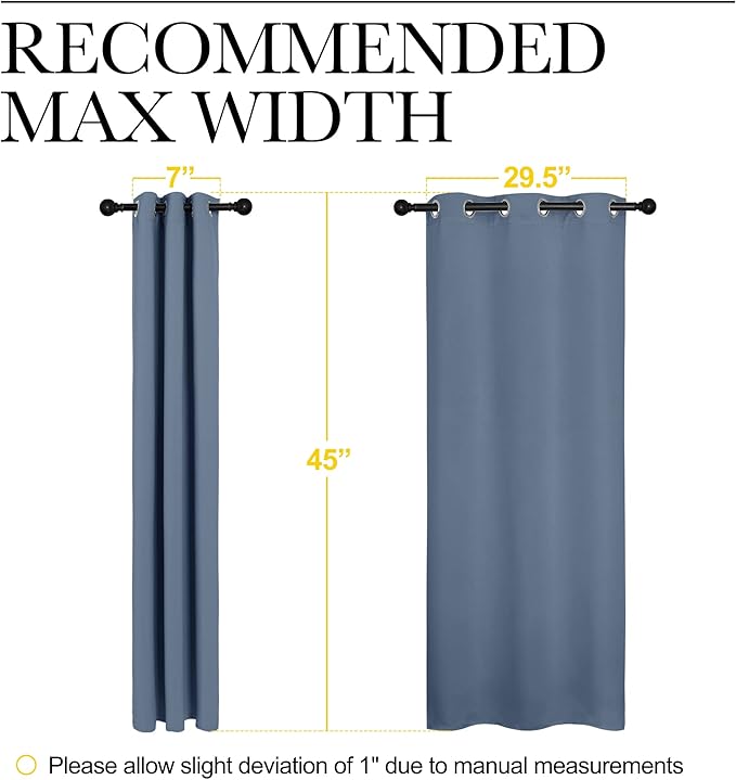 NICETOWN Kitchen Curtains Small Window Curtains & Drapes, Thermal Insulated Solid Grommet Panels for Cupboard, Loft, Cafe, Dining Room (Stone Blue, 34" W x 45" L, 2PCs)