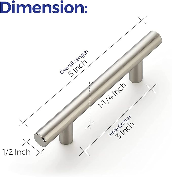 Ravinte 55 Pack 5'' Cabinet Pulls Brushed Nickel Stainless Steel Kitchen Drawer Pulls Cabinet Handles 3" Hole Center