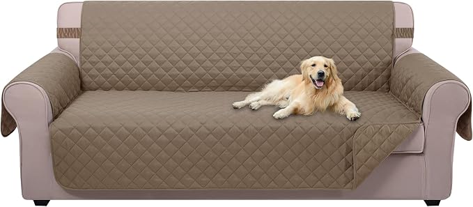 U-NICE HOME 4 Seater Sofa Cover 91''Large Couch Cover, Taupe/Taupe | Washable by U-NICEHOME