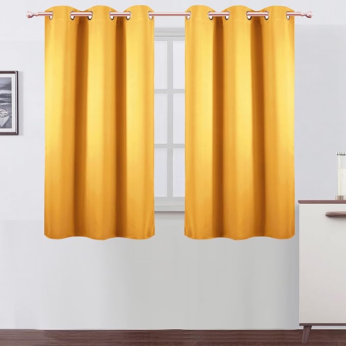 Yellow Blackout Curtains 42 x 54 Inch Length Set of 2 Panels Grommet Bedroom by Lemomo