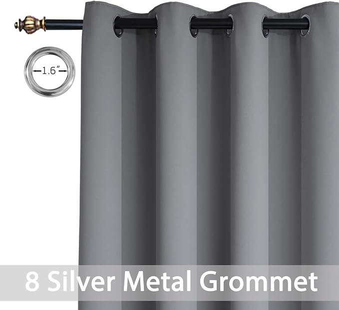 Yakamok Grey Room Darkening Curtains 96 inch Gray Sliding Door Drapes | 1 - Image 2